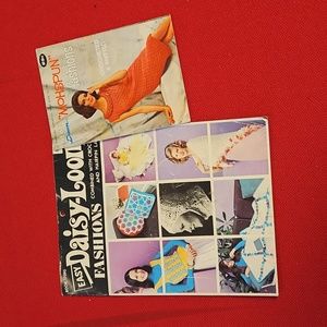 2 vintage crochet pattern instruction booklets 60s 70s granny squares shrink